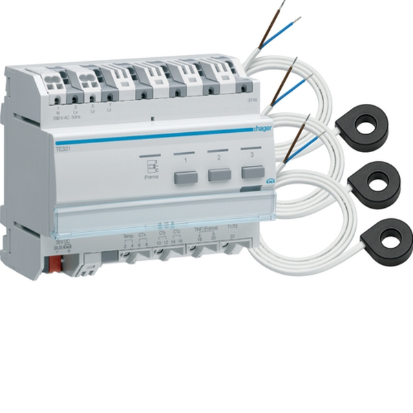 Hager TE332 Messwertgeber KNX für 3 Stromkreise mit 3 Wandlern