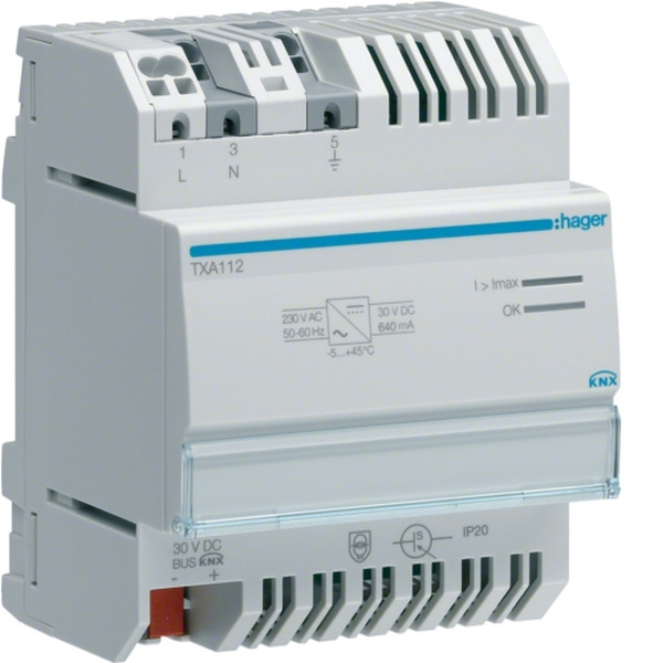 Hager TXA112 Spannungsversorgung KNX mit 1 Ausgang und 1 Drossel 640mA