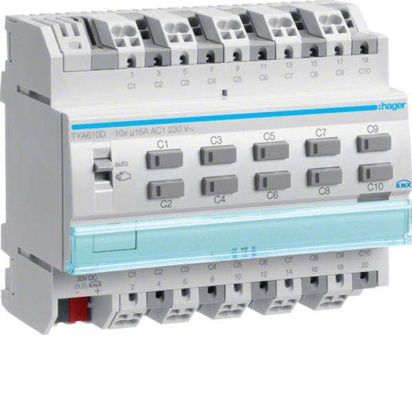 Hager TYA610D Schalt-/Jalousieaktor 10/5-fach KNX 16A C-Last