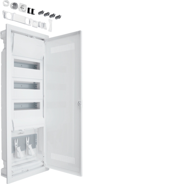 Hager VU603WWH Hybrid volta Unterputz 36PLE 1 Montageplatten Steckdose und Kunststofftür