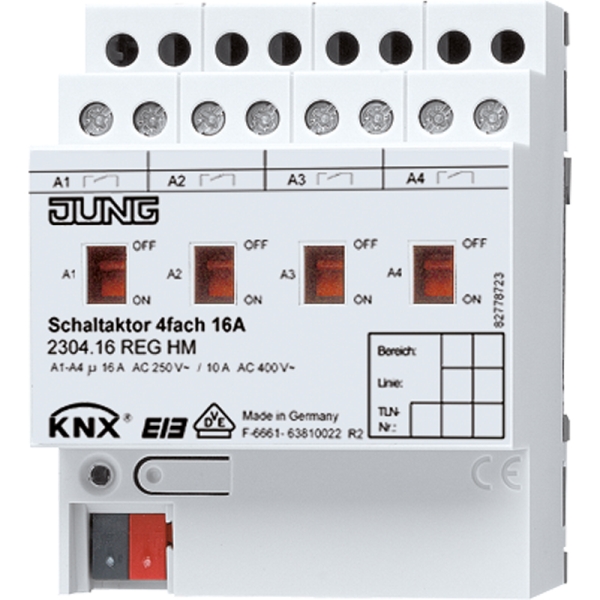 Jung 2304.16REGHM KNX Schaltaktor 4-fach REG
