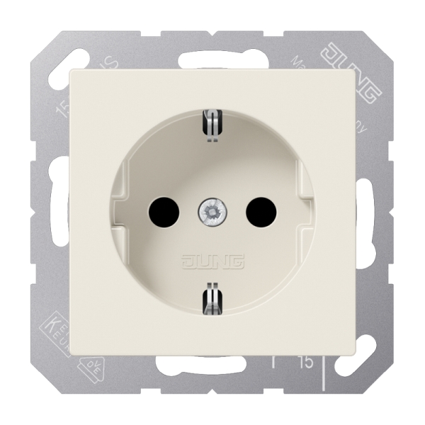 Jung A1520KI SCHUKO Steckdose 16A 250V integrierter erhöhter Berührungsschutz SAFETY+ Duroplast Serie AS cremeweiß