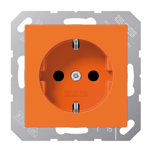 Jung ABA1520BFKIO SCHUKO Steckdose 16A 250V integrierter erhöhter Berührungsschutz SAFETY+ Thermoplast antibakteriell Serie AS orange (für ZSV)
