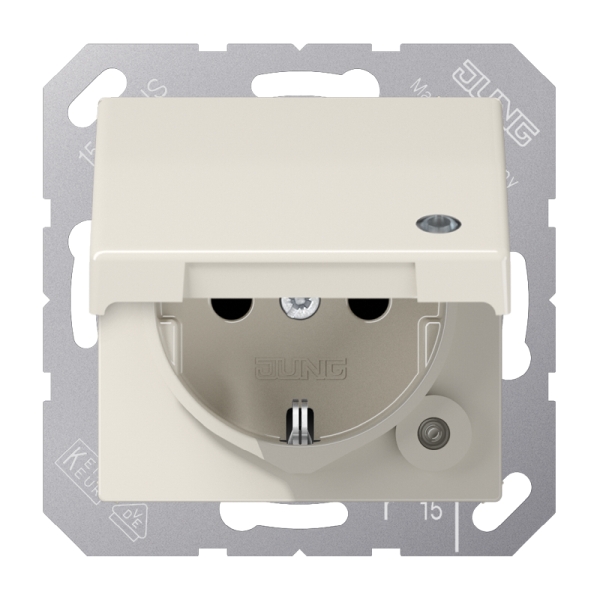 Jung ABAS1520KLKO SCHUKO Steckdose 16A 250V ohne Krallen mit Funktionsanzeige integrierter erhöhter Berührungsschutz SAFETY+ Klappdeckel Duroplast antibakter