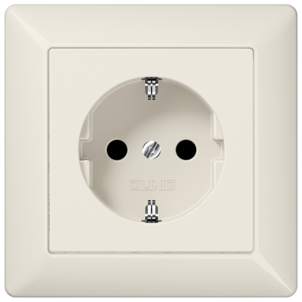 Jung AS1520 SCHUKO Steckdose 16A 250V mit Rahmen Duroplast Serie AS cremeweiß