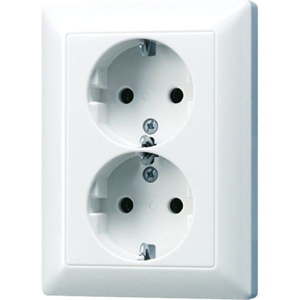 Jung AS5020UWW Schuko-Zwei-fach-Steckdose 16A 250V Duroplast Serie AS alpinweiß