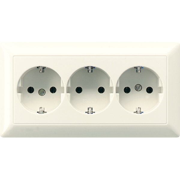 Jung AS523BF Kabelkanal-Schuko-Steckdose 3-fach 16A 250V integrierter erhöhter Berührungsschutz SAFETY+ Thermoplast Serie AS cremeweiß