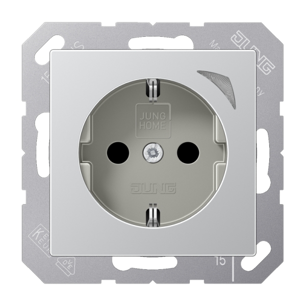 Jung BTA1521SAL JUNG HOME Schuko Steckdose 16A 250V Schraubklemmen mit Funktionsanzeige integrierter erhöhter Berührungsschutz SAFETY+ Thermoplast lackiert