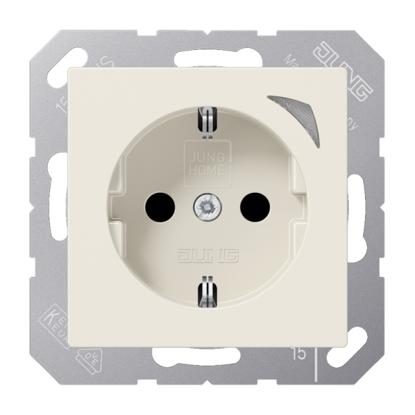 Jung BTA1521SE JUNG HOME Schuko Steckdose 16A 250V Energy Schraubklemmen mit Funktionsanzeige integrierter erhöhter Berührungsschutz SAFETY+ Thermoplast,