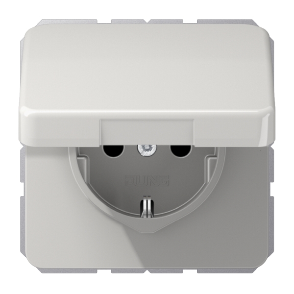 Jung CD1520BFKLLG SCHUKO Steckdose 16A 250V Klappdeckel Thermoplast Serie CD lichtgrau