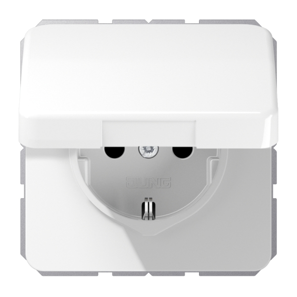 Jung CD1520BFKLWW SCHUKO Steckdose 16A 250V Klappdeckel Thermoplast Serie CD alpinweiß