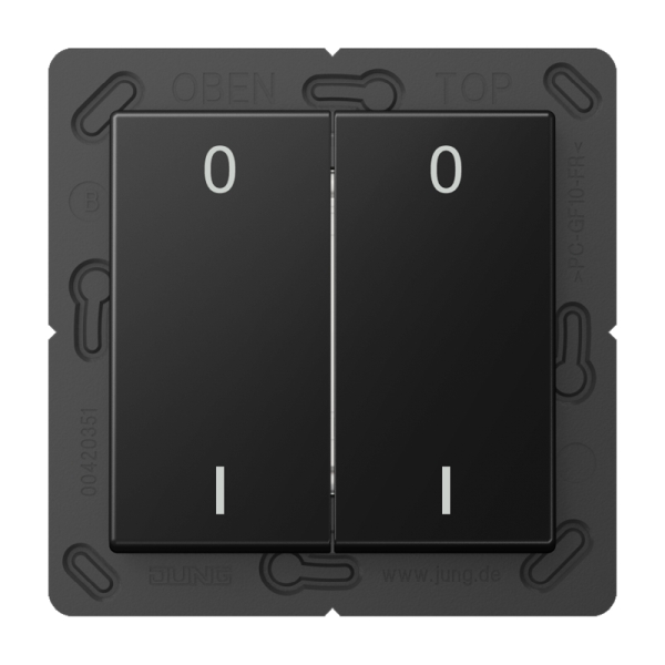 Jung ENOA595-01SWM EnOcean Funk-Wandsender 4-kanalig Symbole 0 I Serie A graphitschwarz matt