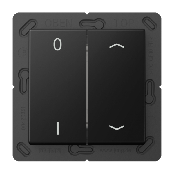 Jung ENOA595P01SWM EnOcean Funk-Wandsender 4-kanalig Symbole 0 I und Pfeil Serie A graphitschwarz matt