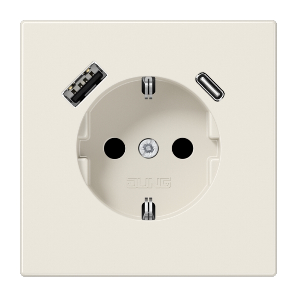 Jung LS1520-15CA SCHUKO Steckdose 16A 250V mit USB-Ladegerät 1xTypA + 1xTyp C integrierter erhöhter Berührungsschutz SAFETY+ Serie LS cremeweiß