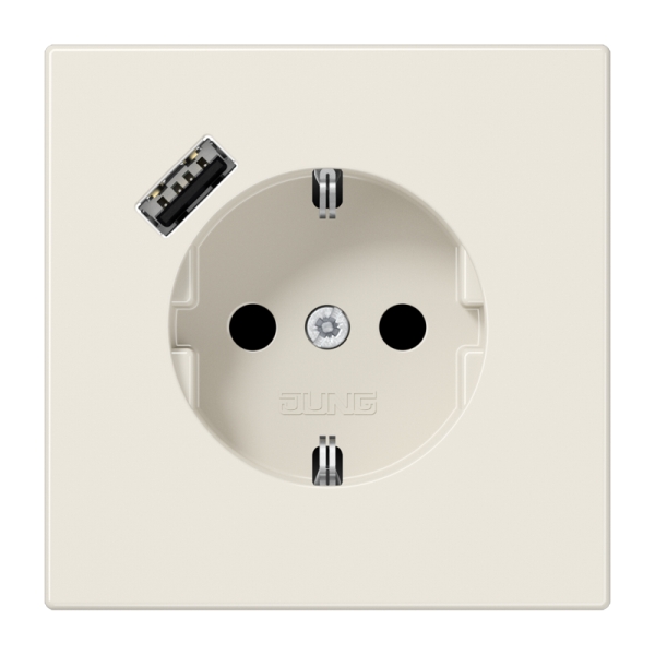 Jung LS1520-18A SCHUKO Steckdose 16A 250V mit USB-Ladegerät 1xTyp A integrierter erhöhter Berührungsschutz SAFETY+ Serie LS cremeweiß