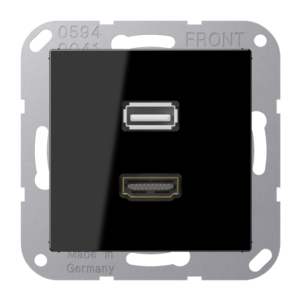 Jung MAA1163SW Multimedia-Anschlusssystem HDMI / USB 2.0 Serie A schwarz