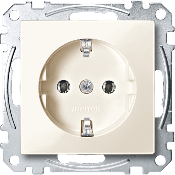 **Merten MEG2301-0344 Schuko-Steckdose Steckklemmen cremeweiß glänzend System M