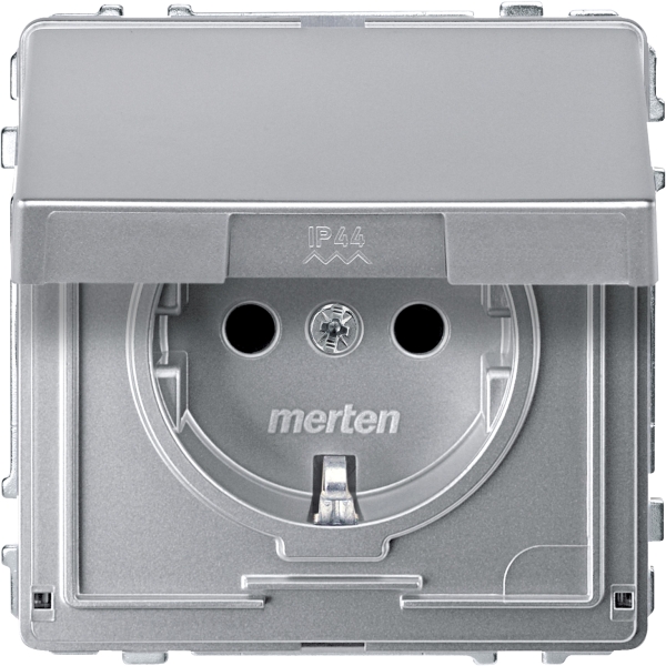 Merten MEG2310-7260 Schuko-Steckdose mit Klappdeckel Berührungsschutz Steckklemmen aluminium AQUADESIGN