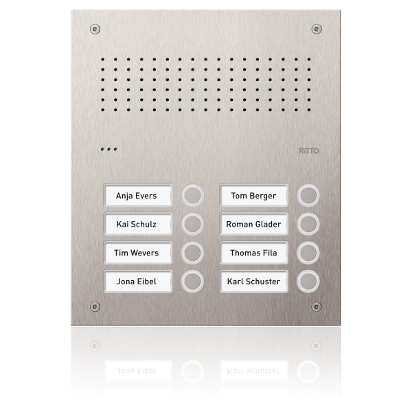 Ritto RGE1812125 Acero pur Edelstahl-Türstation Audio 8 Wohnungen Edelstahl