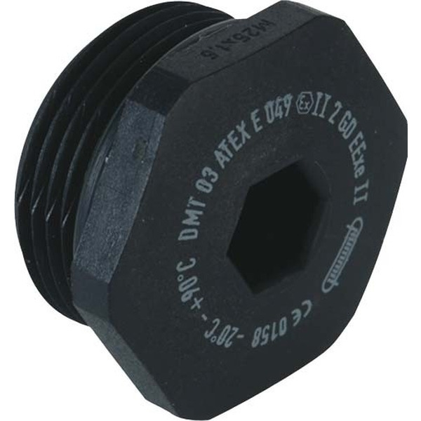 Kaiser 8841.36 Verschlussschraube 6-kt. Kst. Pg36 Ex e II Schwarz RAL 9005,mit O-Ring NBR 25 Stück