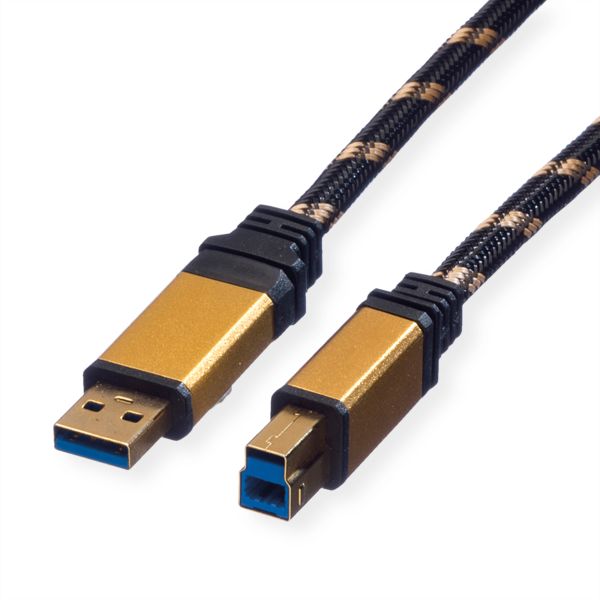 roline 11.02.8900 GOLD USB 3.2 Gen 1 Kabel Typ A-B 0,8 Meter