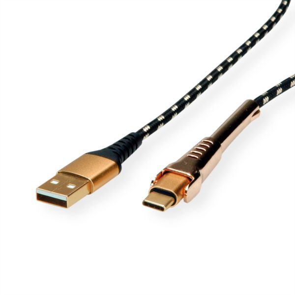 roline 11.02.8920 GOLD USB 2.0 Sync- & Ladekabel USB-A/USB-C Stütze 1 Meter
