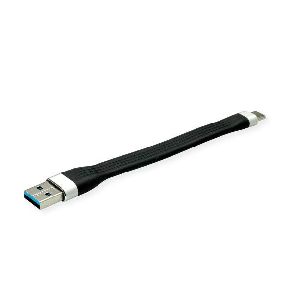 roline 11.02.9014 USB 3.2 Gen 1 Silikonkabel A-C Stecker/Stecker schwarz 0,11 Meter