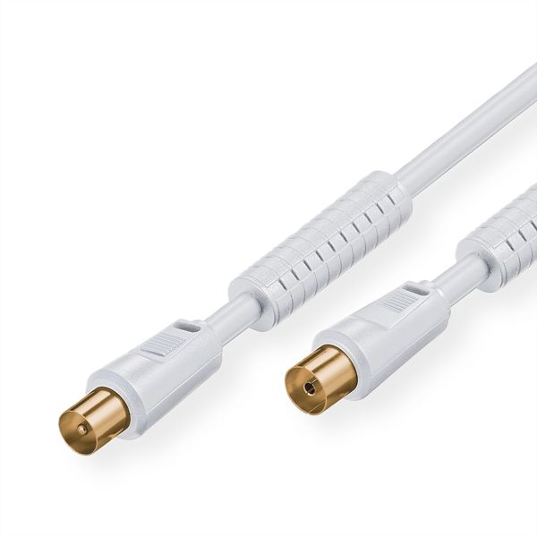 Value 11.99.4473 Antennenkabel mit Ferrite Stecker / Buchse weiß 5 Meter