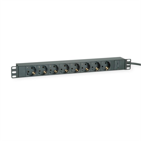 roline 19.07.1623 19 Zoll-Steckdosenleiste 8fach C14-Stecker schwarz 2 Meter