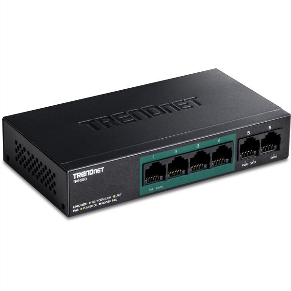 TRENDnet TPE-S50 TRENDnet 6-Port PoE Switch 10/100Mbps 60W