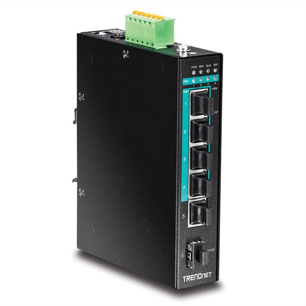 TRENDnet TI-PG541 TRENDnet 5-Port gehärteter industrieller Gigabit PoE+ Switch DIN-Rail
