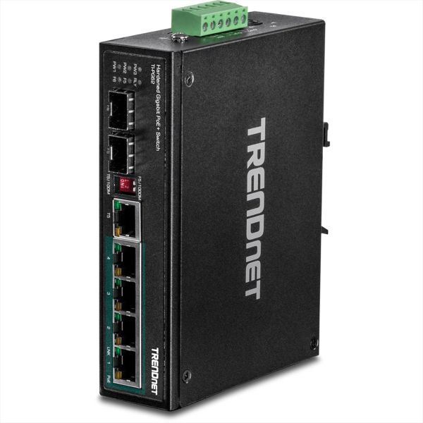TRENDnet TI-PG62 TRENDnet 6-Port Gigabit Switch PoE+ DIN-Rail Industrial
