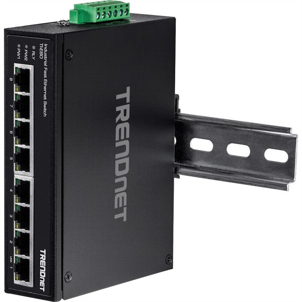 TRENDnet TI-E80 TRENDnet Industrial Fast Ethernet DIN-Rail Switch 8-Port