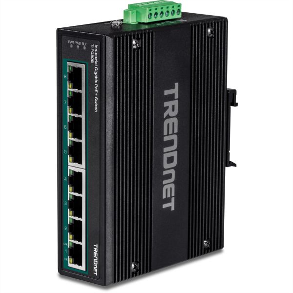 TRENDnet TI-PG80B TRENDnet 8-Port PoE+ Switch Industrial Gigabit DIN-Rail (24-56V)