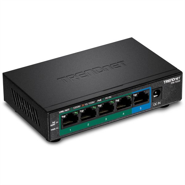 TRENDnet TPE-TG52 TRENDnet 5-Port PoE Switch Gigabit PoE+ 32W
