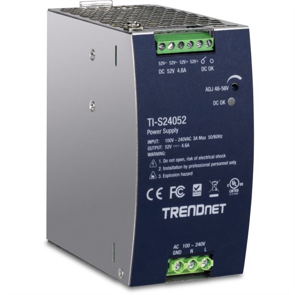 TRENDnet TI-S24052 TRENDnet DIN-Rail Power Supply 240W 52V DC 4.61A AC zu DC mit PFC