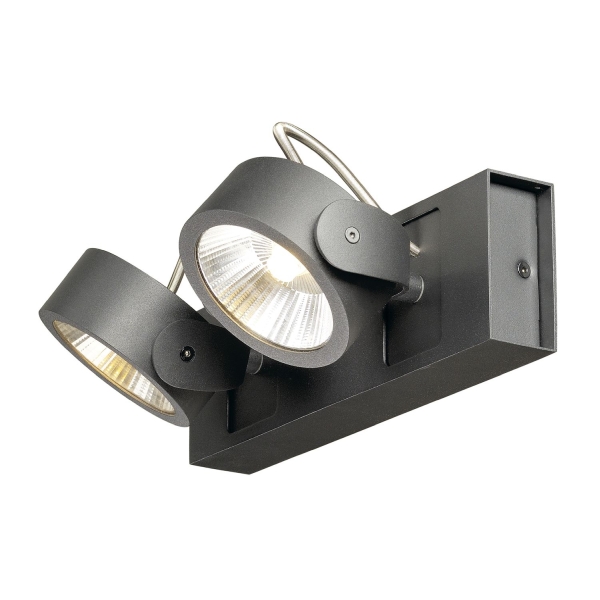 SLV 1000129 KALU, Wand- und Deckenleuchte, zweiflammig, LED, 3000 K, schwarz, 60°