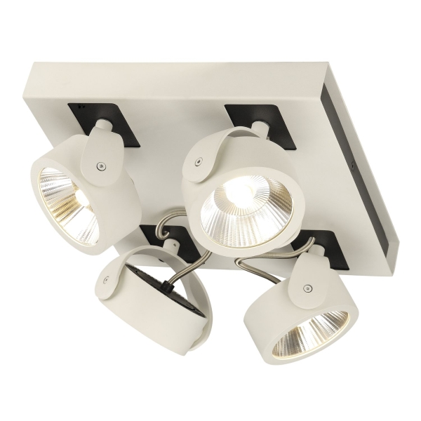 SLV 1000136 KALU, Wand- und Deckenleuchte, vierflammig, LED, 3000 K, viereckig, weiß/schwarz, 60°