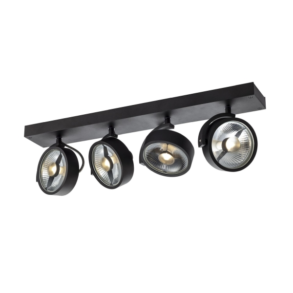 SLV 1002023 KALU, Indoor Wand- und Deckenaufbauleuchte, quad, QPAR111, schwarz, 4x75 W