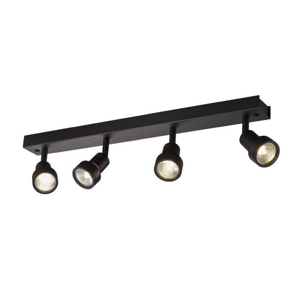 SLV 1002029 PURI, Indoor Wand- und Deckenaufbauleuchte, quad, QPAR51, schwarz, 4x50 W