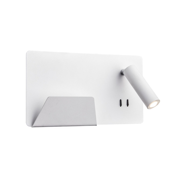 SLV 1003457 SOMNILA SPOT, Indoor LED Wandaufbauleuchte 3000 K weiß Version links inkl.USB Anschluss