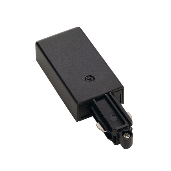 SLV 143040 EINSPEISER, für Hochvolt 1Phasen-Aufbauschiene, schwarz, Erde rechts