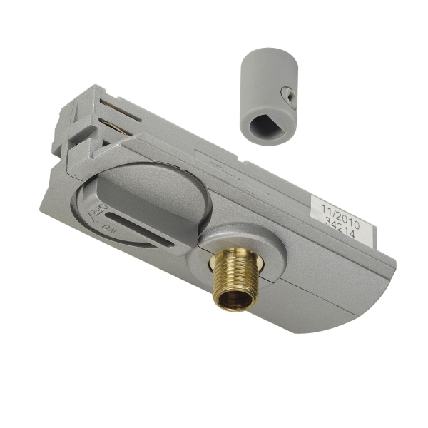 SLV 143124 PENDELLEUCHTENADAPTER, für Hochvolt 1Phasen-Aufbauschiene, silbergrau, inkl. Zugentlastung und Gewindestück