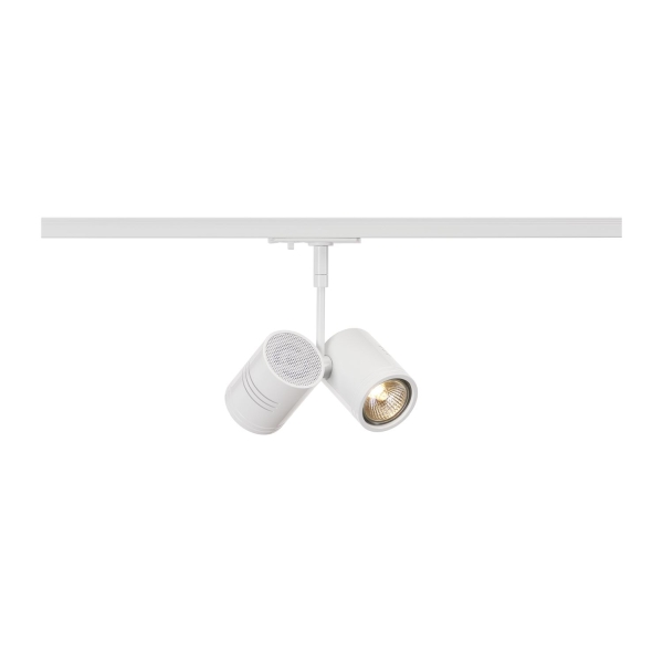 SLV 143431 BIMA, Spot für Hochvolt-Stromschiene 1Phasen, zweiflammig, QPAR51, weiß matt, max. 50 W, inkl. 1Phasen-Adapter