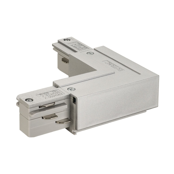 SLV 145674 EUTRAC® L-Verbinder mit Einspeisemöglichkeit, Erde aussen, silbergrau
