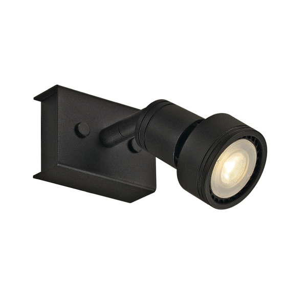 SLV 147360 PURI, Wand- und Deckenleuchte, einflammig, QPAR51, schwarz matt, max. 50 W, mit Dekoring