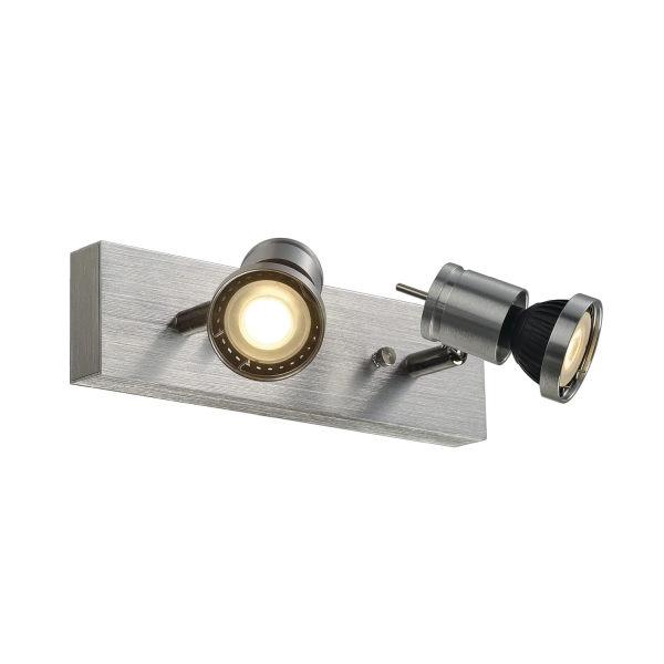 SLV 147442 ASTO, Wand- und Deckenleuchte, zweiflammig, QPAR51, aluminium gebürstet, max. 150 W