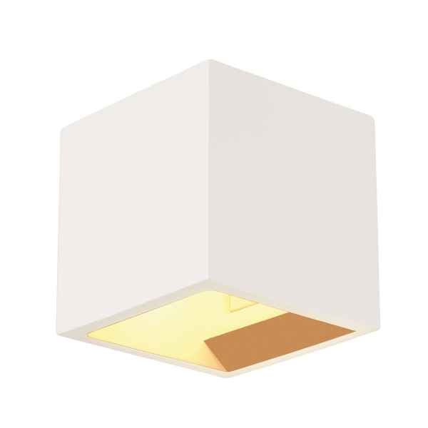 SLV 148018 PLASTRA, Wandleuchte, QT14, eckig, Cube, weißer Gips, max. 42 W