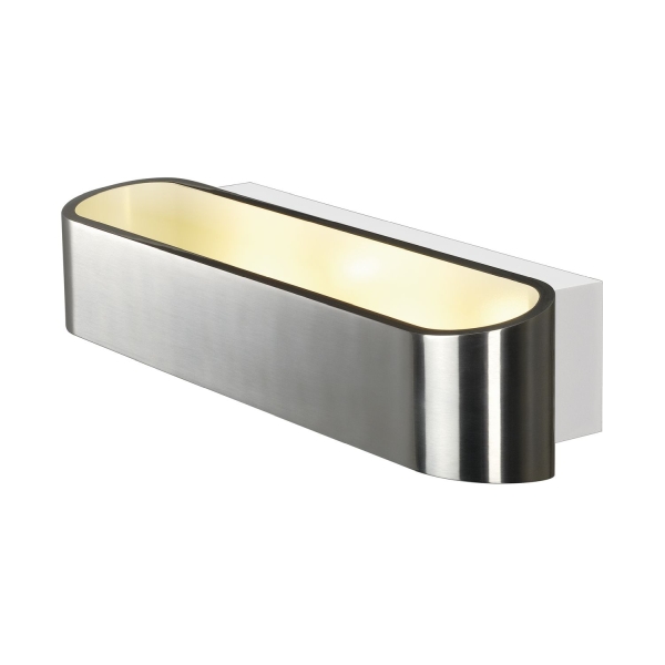 SLV 151275 ASSO 300, Wandleuchte, LED, 3000 K, oval, aluminium gebürstet /weiß, L/B/H 30/9,5/7 cm