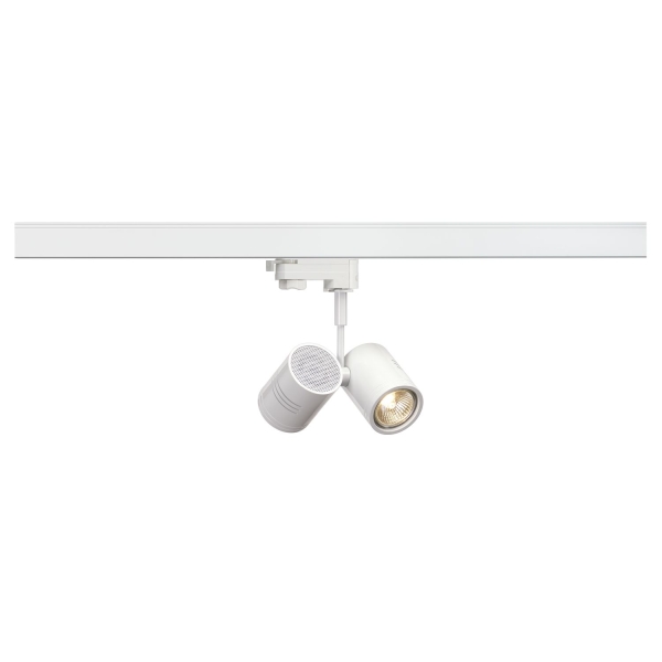 SLV 152231 BIMA, Spot für Hochvolt-Stromschiene 3Phasen, zweiflammig, QPAR51, rund, weiß matt, max. 100 W, inkl. 3Phasen-Adapter